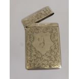 A Silver Card Case, , Birmingham hallmark dd 1910, mm J.G. Ltd., monogram F approx 60 gms.