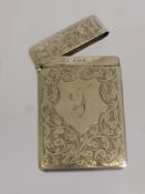 A Silver Card Case, , Birmingham hallmark dd 1910, mm J.G. Ltd., monogram F approx 60 gms.
