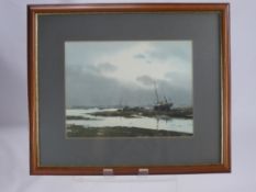 Three Water Colours Depicting Fishing Boats, approx 35 x 25 cms, signed Frank Wilding, together with