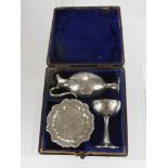 A Silver Plated Travelling Communion Set, presented to The Revd W. Williams by his Congregation on