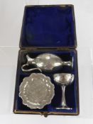 A Silver Plated Travelling Communion Set, presented to The Revd W. Williams by his Congregation on