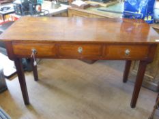 An Oak Sideboard, with three drawers with brass drop handles, on straight legs, approx 121 x 54 x 79