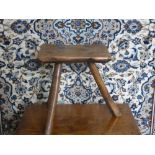 An Antique Yew Wood Square Seated Stick Stool, approx 33 x 26 x 38 cms.