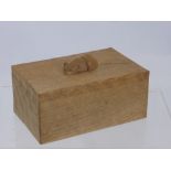 An Oak Robert "Mouseman" Thompson Adzed Trinket Box, approx 18 x 11 x 8 cms.