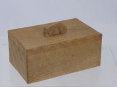 An Oak Robert "Mouseman" Thompson Adzed Trinket Box, approx 18 x 11 x 8 cms.