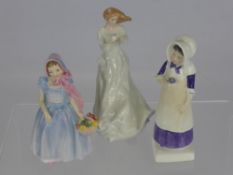 A Royal Doulton Trio of Figurines, including 'Anna', HN2802, 'Wendy' HN2109 and 'Thank You'