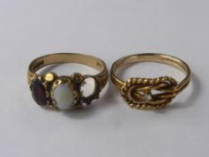 A Collection of Miscellaneous 9 ct Gold Jewellery, including garnet and opal ring (one garnet