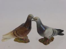 Two Porcelain Beswick Pigeons, marks to base, both numbered 1383 each with a different colour way,