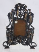 A Pair of Contemporary Cast Iron Picture Frames, with bronzed highlighting, approx 36 x 27 cms.