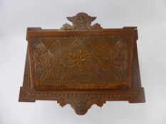 A Vintage Fruitwood Letter Rack, with ornate carving to the surround, approx 35 x 31 cms together