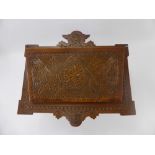 A Vintage Fruitwood Letter Rack, with ornate carving to the surround, approx 35 x 31 cms together