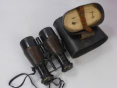 A Pair of Vintage Circa 1940's National Defence Binoculars nr 133904, together with a pair of