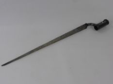 An 1842 Model Brown Bess Bayonet, the bayonet measures 2l.1/8 inch with the blade measuring 17",