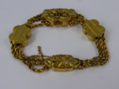 A Lady's Edwardian 14 ct Rose, Yellow and White Gold Gilded Fancy Bracelet, the bracelet having