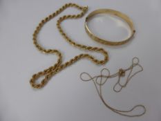 A Lady's 9ct Gold Rope Chain, approx 45 cms, stamped 375, approx 8 gms together with a rolled gold