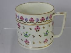 A 19th Century Royal Crown Derby Christening Mug, hand painted with flowers.