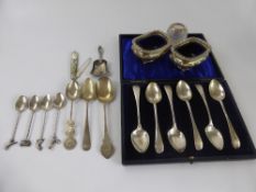 A Quantity of Silver Spoons, including four coffee spoons dated 1918 with unusual finial, Georgian