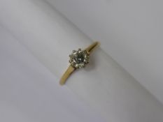 A Lady's 18 ct Yellow Gold and Platinum Diamond Ring, size M, dia approx 75 pts, approx wt 2.1 gms.