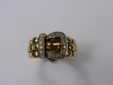 A Gentleman's 9 ct Gold and Diamond Buckle Ring, size U, approx 10.3 gms, approx dia total wt 20