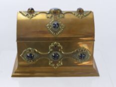 A Victorian Brass Domed Letter Box, of ecclesiastical design, the hinged lid with ornate brass