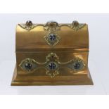 A Victorian Brass Domed Letter Box, of ecclesiastical design, the hinged lid with ornate brass