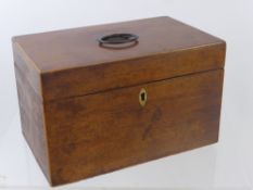 An Antique Georgian Tea Caddy, with two lead lined compartments, ivory knop and key plate, approx 20