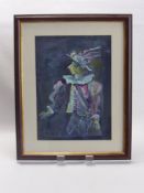A Russian School, Mixed Media Study of a Clown, monogrammed AC dated 2003, full signature in