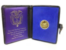 A 1500 Peso Proof Gold Coin, to Commemorate the 50th the Anniversary of the Bank of the Republic