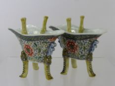 A Pair of Antique Chinese Famille Vert Libation Cups, the cup being ovoid in design with hand