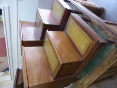 A Pair of Reproduction Library Steps, with amber tooled leather inserts. (2)