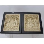 D.H. Morton, Market Designs, Resin Plaque, depicting courting scenes, approx 14 x 17cms.