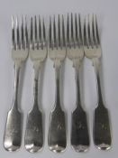 Five Large Antique Silver Forks, Exeter hallmark dd 1850/51, mm R.J. & J. Williams, approx wt 380