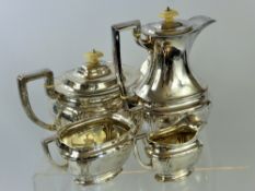 An Art Nouveau Style Solid Silver Four Piece Tea and Coffee Set, comprising tea pot approx 740