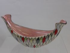 A Maling Ware Gondola Vase, in the Harlequin pattern.