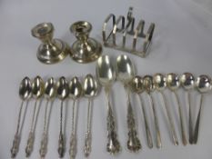 Miscellaneous Silver, including a George VI toast rack, Sheffield hallmark, a pair of travelling