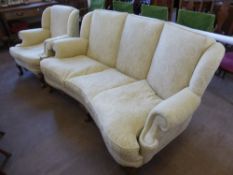 An Oak Framed Three Seater Sofa, with ball and claw feet approx 188 x 116 x 90 cms together with a