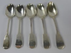 Five Antique Silver Tablespoons, including a pair of Victorian Table Spoons, London hallmark,