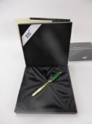 A Mont Blanc "Meisterstuck" Czar Nikolai I Malachite Ink Pen. The pen having a malachite top with