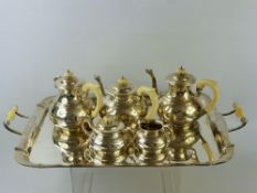 A Magnificent Solid Silver Five Piece Tea and Coffee Set, together with matching Serving Tray. The