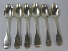 Six Miscellaneous Solid Silver Victorian and Georgian Table Spoons, approx 300 gms.