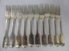 Ten Victorian Silver Small Forks, various London makers, including Stephen Smith, R.J.J. Williams