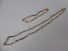 A Lady's Freshwater 9ct Gold Link Pearl Necklace and Bracelet, approx 36 cms and 16 cms for the