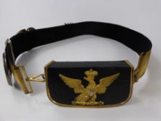 An Early 20th Century Italian Officer's Dress Shoulder Belt and Ammunition Pouch, the leather belt