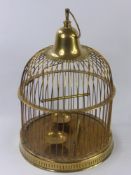 An Antique Style Brass Dome Bird Cage, approx 42 x 30 cms.