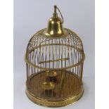 An Antique Style Brass Dome Bird Cage, approx 42 x 30 cms.