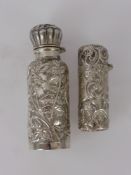 Two Hinged Victorian Silver Scent Bottles, Birmingham hallmark dated 1888 mm Arthur Willmore