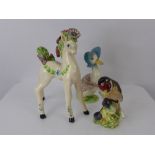 Basil Matthews, Pottery Figurine of a Foal, marks to base together with a Beswick figurine of