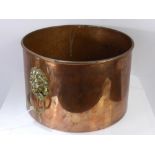 Three Vintage Copper Jardiniere, including two rectangular and one circular. First 38 x 14 cms,