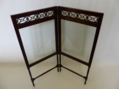 A Mahogany Framed Clear Glass Fire Screen, in Chippendale style, approx 42 x 92 cms.