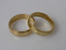 Two 9 ct Yellow Gold Wedding Bands, size X and W, approx wt 11.2 gms.